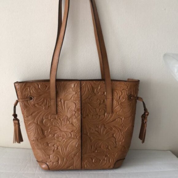 Patricia Nash Kemble Tote Biscuit Brown Tooled Leather Shoulder Handbag - Picture 5 of 13